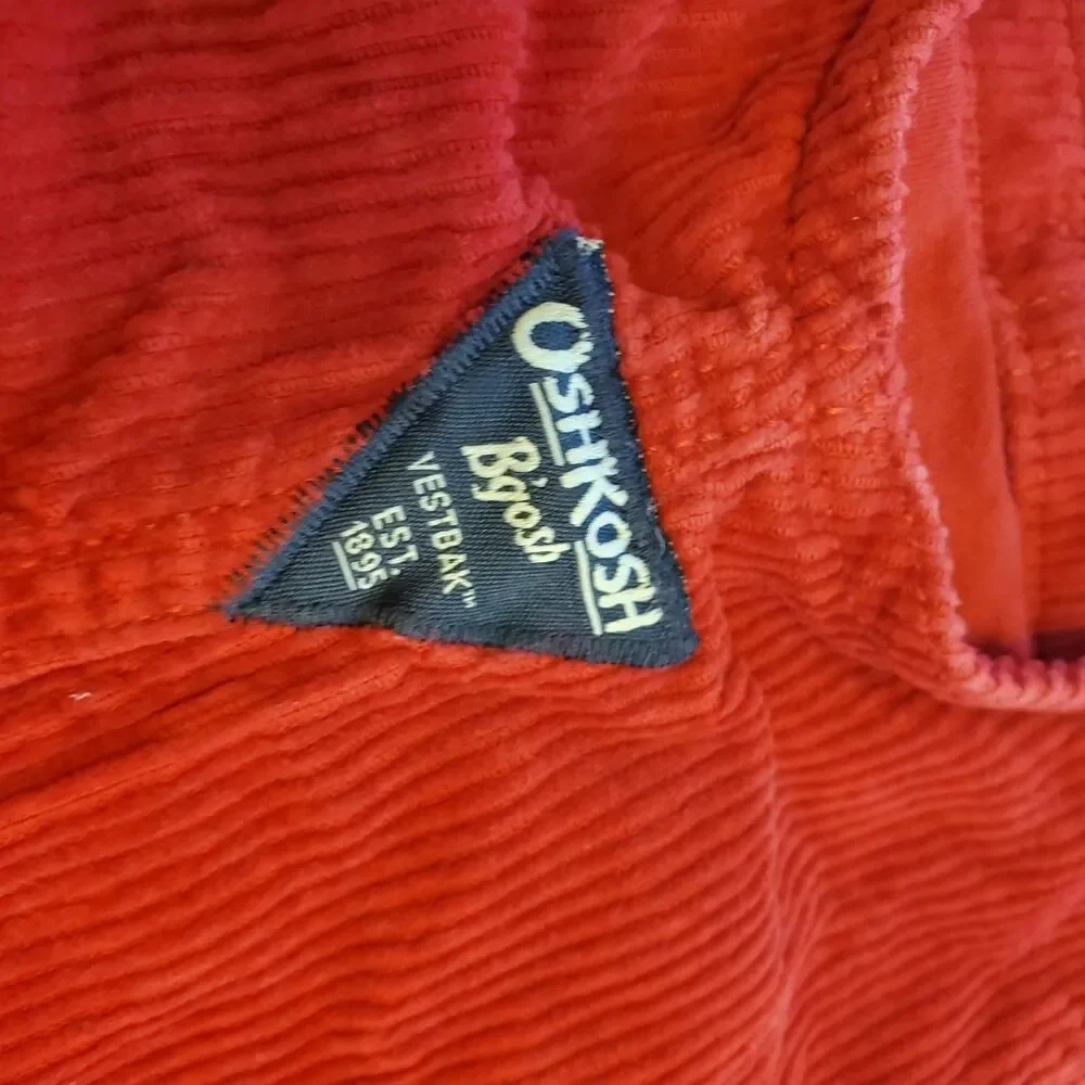 Oshkosh B'Gosh Kids Boys Sz 5T Lined Red Corduroy Bib Overalls Vestbak Thick